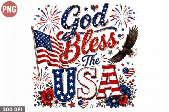 God Bless the USA Eagle Flag PNG
