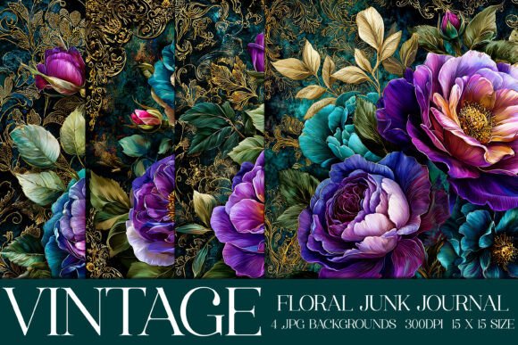 Luxury Floral Flowers Backgrounds, S43: Elevating Digital and Print Crafts with Vintage Elegance