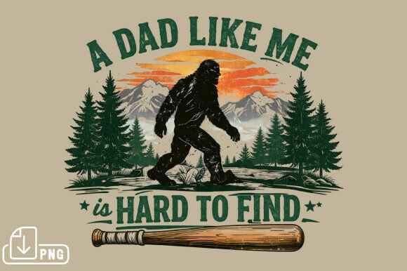 Retro Funny Bigfoot Dad Shirt PNG Guide