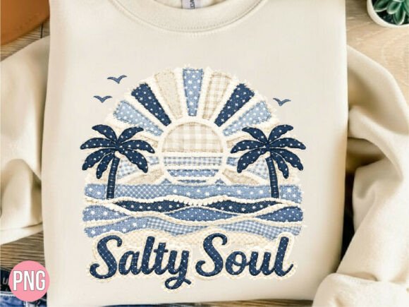 Salty Soul Beach Ocean Embroidery PNG: Elevating Coastal Designs with High-Quality Digital Art