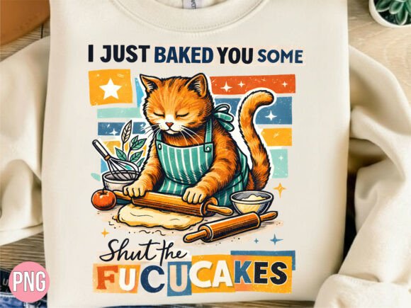 Shut the Fucucakes Baking Cat PNG Shirt: Turning Humorous Digital Art into Wearable Statements