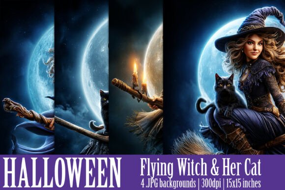 Unlocking Creativity with Halloween Flying Witch Cat Backgrounds: A Guide to Digital and Print Design