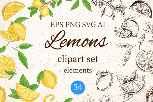 Unlocking the Potential of the Vintage Lemons Clipart Set EPS SVG PNG Collection