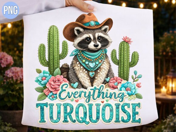 Western Cute Raccoon Cowboy Cactus PNG: Elevate Your Creative Projects with High-Quality Digital Design