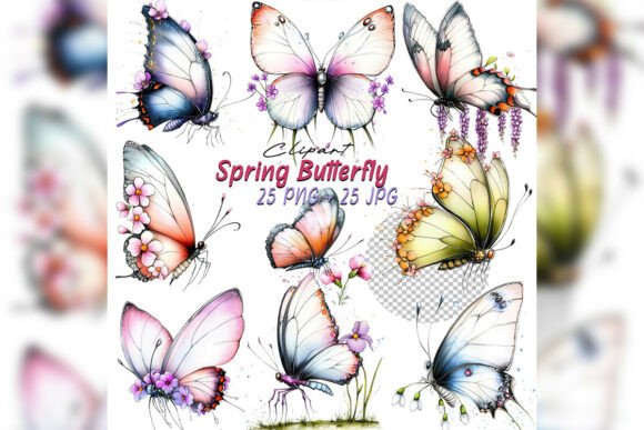 Whimsical Butterfly Clipart Set