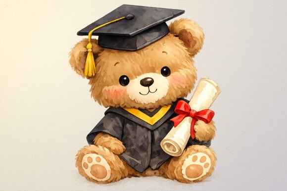 Whimsical Graduation Bear PNG Clipart: Elevating Creative Projects with Charm and Versatility